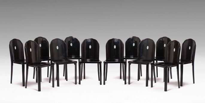 Josef  Hoffmann - Furniture for the Apartment of Berta Zuckerkandl (small dining-room table, 12 chairs, sideboard) | MasterArt